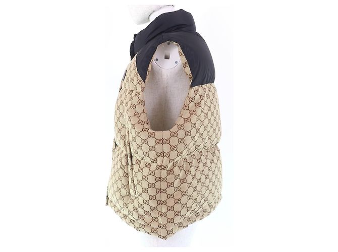 Chaleco de plumas de lona de algodón GG Gucci Castaño - vista 2