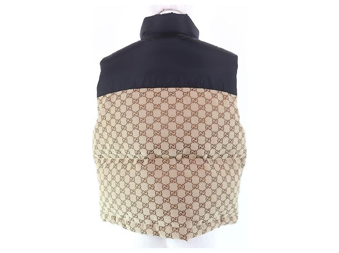 Chaleco de plumas de lona de algodón GG Gucci Castaño - vista 3