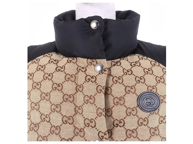 Chaleco de plumas de lona de algodón GG Gucci Castaño - vista 4