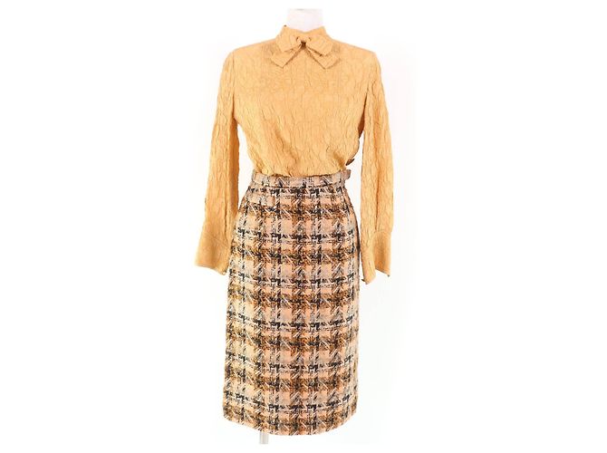Conjunto de 3 piezas de tweed Chanel Castaño - vista 4