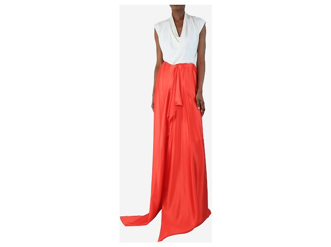 Autre Marque Rotes Seiden-Maxikleid - Größe UK 8 - Ansicht 2