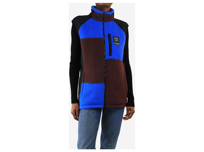Autre Marque Fleece-Weste in Blau und Bordeaux mit Farbblock - Größe XS - Ansicht 3