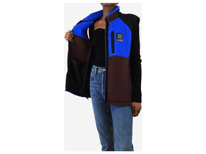 Autre Marque Fleece-Weste in Blau und Bordeaux mit Farbblock - Größe XS - Ansicht 4