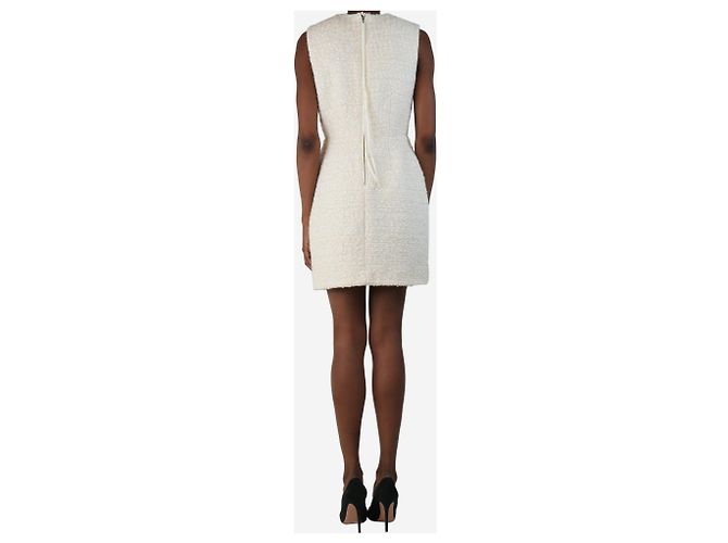 Adam Lippes Creme ärmelloses Tweed-Midi-Kleid - Größe UK 6 Roh - Ansicht 2