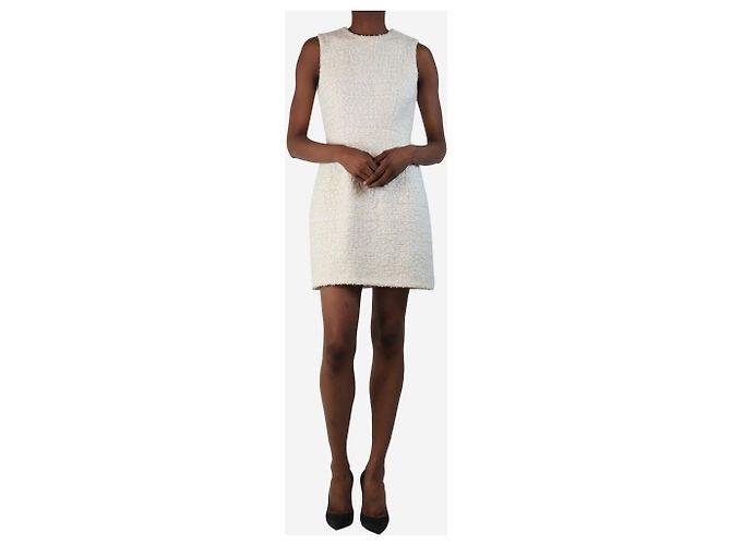 Adam Lippes Creme ärmelloses Tweed-Midi-Kleid - Größe UK 6 Roh - Ansicht 3