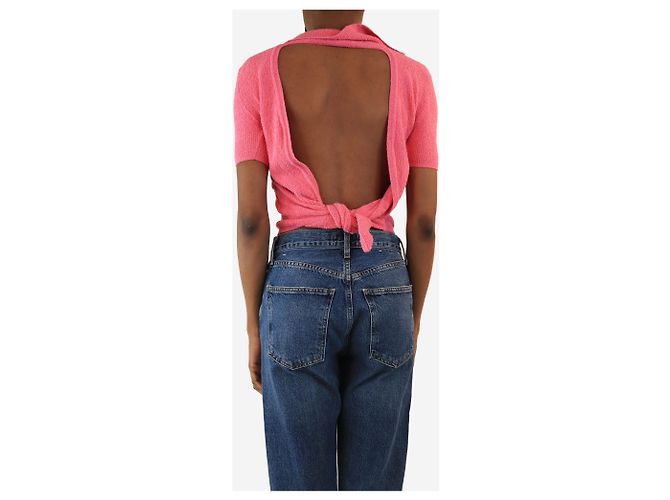 Jacquemus Polo de punto rosa con espalda abierta - talla UK 6 - vista 2
