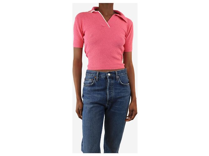 Jacquemus Polo de punto rosa con espalda abierta - talla UK 6 - vista 3