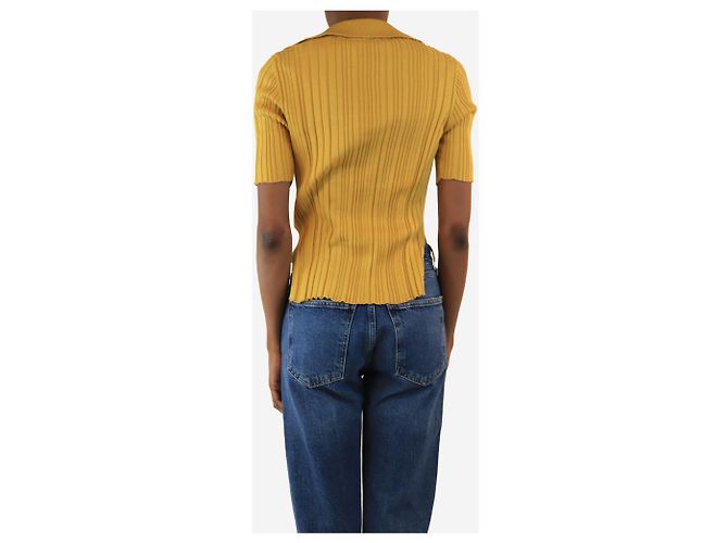 Jacquemus Senfgelb geripptes V-Ausschnitt-Oberteil - Größe UK 6 - Ansicht 2
