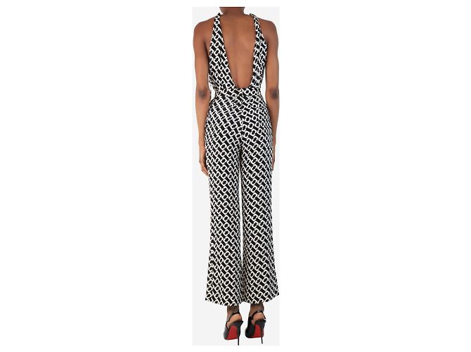 Diane Von Furstenberg Mono negro con estampado total - talla UK 4 - vista 2