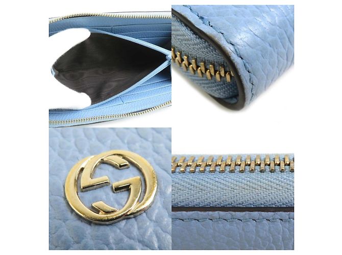 Gucci Langer Geldbeutel aus hellblauem Leder - Ansicht 4