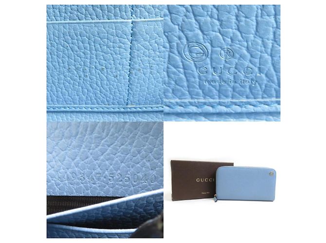 Gucci Langer Geldbeutel aus hellblauem Leder - Ansicht 5