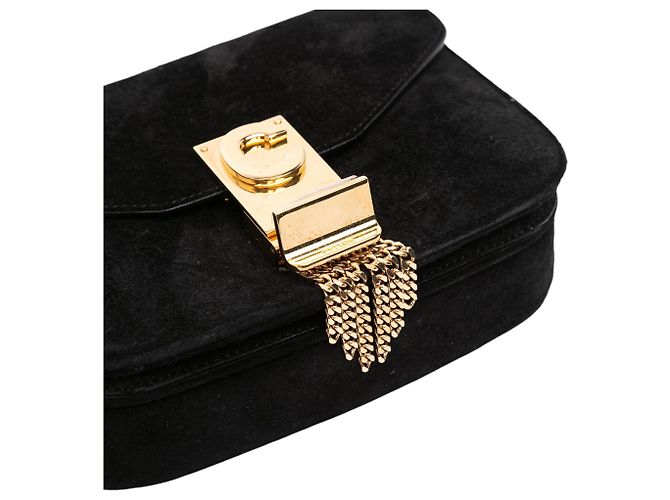Céline Borsa Pampille Piccola in Suede Nera di Celine Nero - vista 7