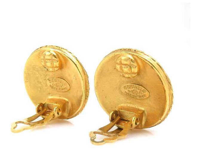 Orecchini a clip in metallo dorato Chanel Coco Mark D'oro - vista 3