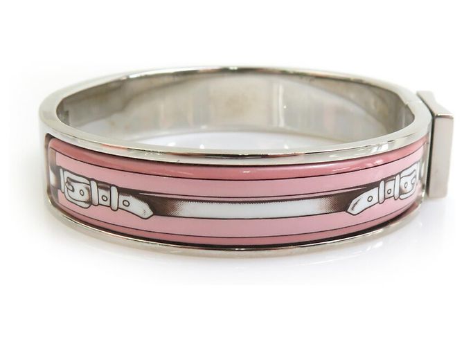 Pulseira de metal e esmalte Click-Clack da Hermès Prata Rosa Branco - vista 4