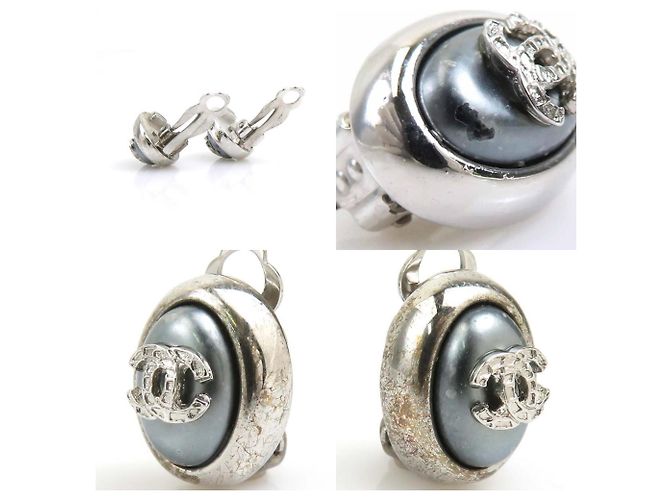 Orecchini in metallo con clip Coco Mark di Chanel Marrone Argento - vista 4