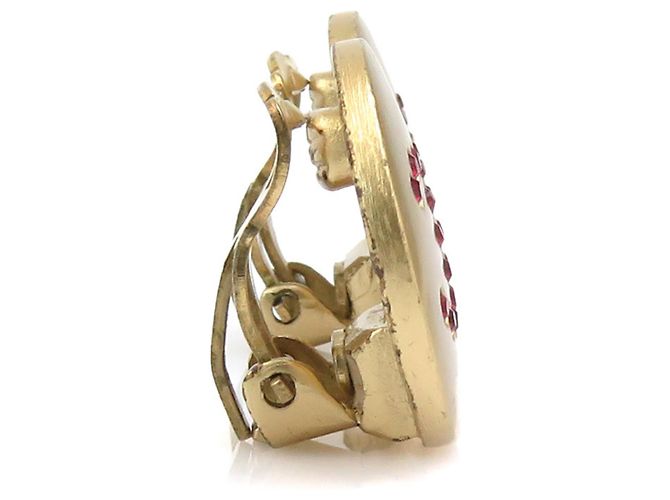 Orecchini a clip in metallo con strass Chanel Coco Mark Rosso D'oro - vista 2