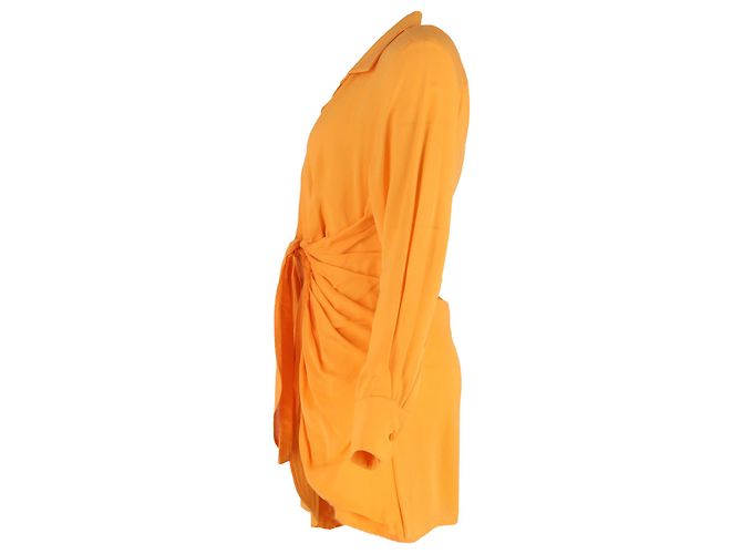 Abito Mini Drappeggiato Bahia in Viscosa Arancione di Jacquemus - vista 2