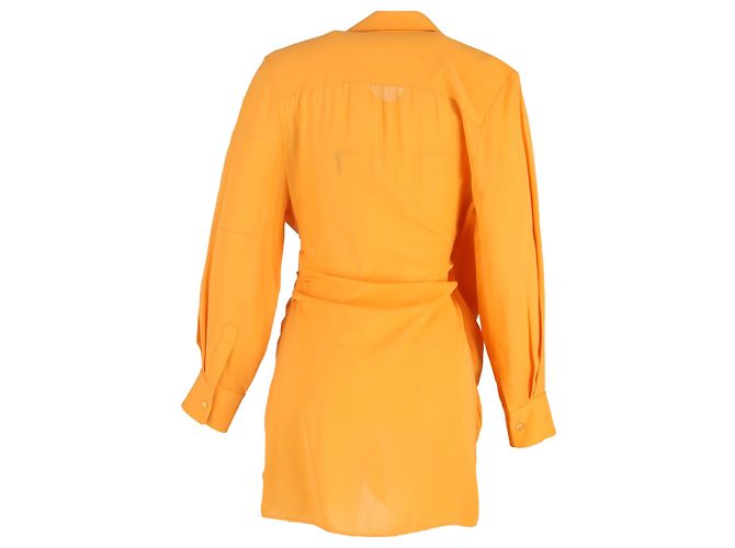 Abito Mini Drappeggiato Bahia in Viscosa Arancione di Jacquemus - vista 3