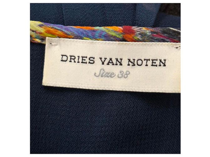 Vestido de hem pliegue asimétrico transparente en rayón azul marino de Dries Van Noten - vista 3