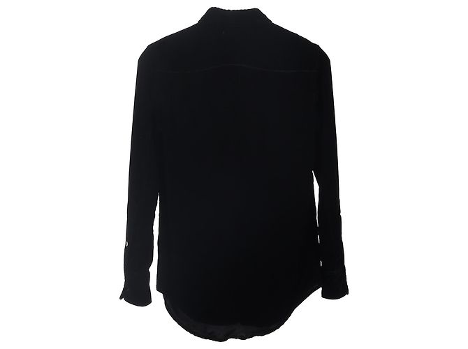 Camicia con bottoni Saint Laurent in velluto nero - vista 2