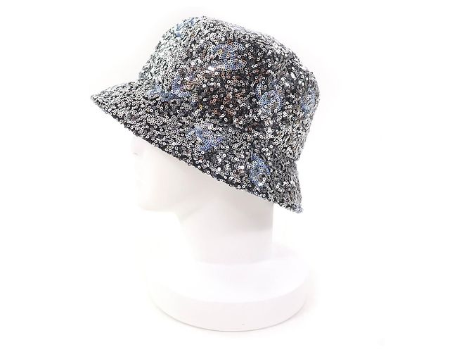 Chanel Bucket Hat aus Polyester mit COCO Mark Pailletten Silber - Ansicht 2