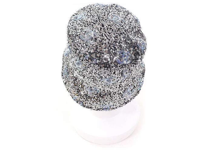 Chanel Bucket Hat aus Polyester mit COCO Mark Pailletten Silber - Ansicht 3