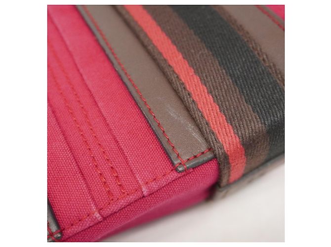 Hermès Troca Horizontal PM Canvas Handtasche Pink - Ansicht 11