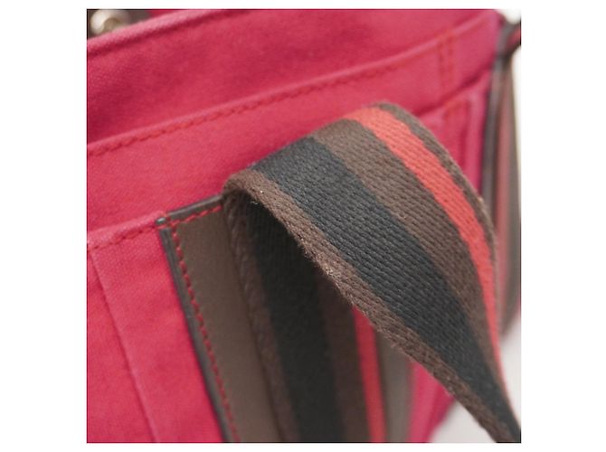 Hermès Troca Horizontal PM Canvas Handtasche Pink - Ansicht 8
