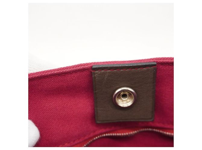 Hermès Troca Horizontal PM Canvas Handtasche Pink - Ansicht 9