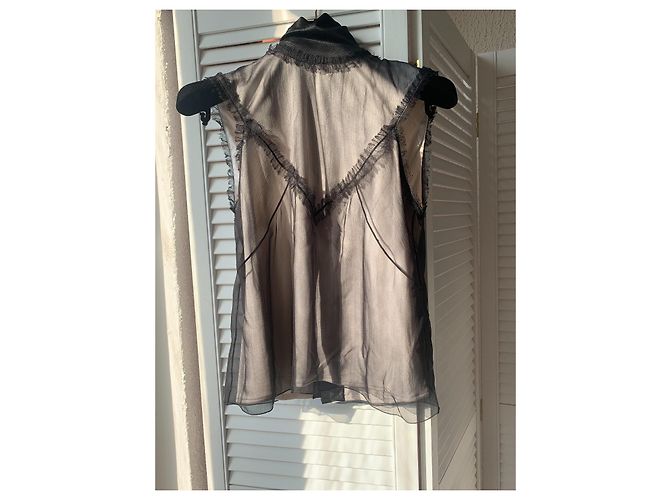 CHANEL 09A 2009 Karl Lagerfeld top de seda Gris - vista 11