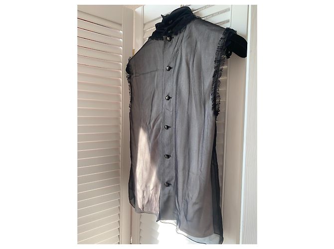 CHANEL 09A 2009 Karl Lagerfeld top de seda Gris - vista 13