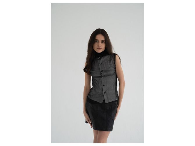 CHANEL 09A 2009 Karl Lagerfeld top de seda Gris - vista 2