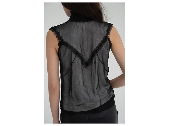 CHANEL 09A 2009 Karl Lagerfeld top de seda Gris - vista 3