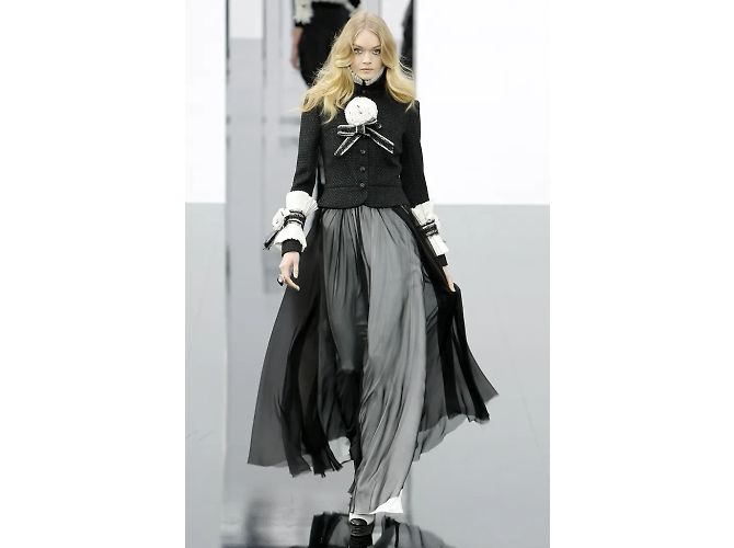 CHANEL 09A 2009 Karl Lagerfeld top de seda Gris - vista 5
