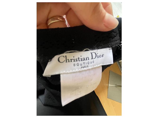 Top de monograma calado Dior de algodón negro - vista 5
