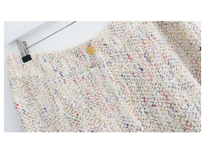 Falda de Tweed Candy Puff Paint Trim de Chanel Primavera 1999 99P Rosa Multicolor - vista 3