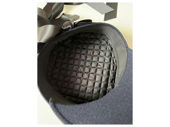 Cappello in feltro blu Chanel con nastri in gros-grain Multicolore - vista 3