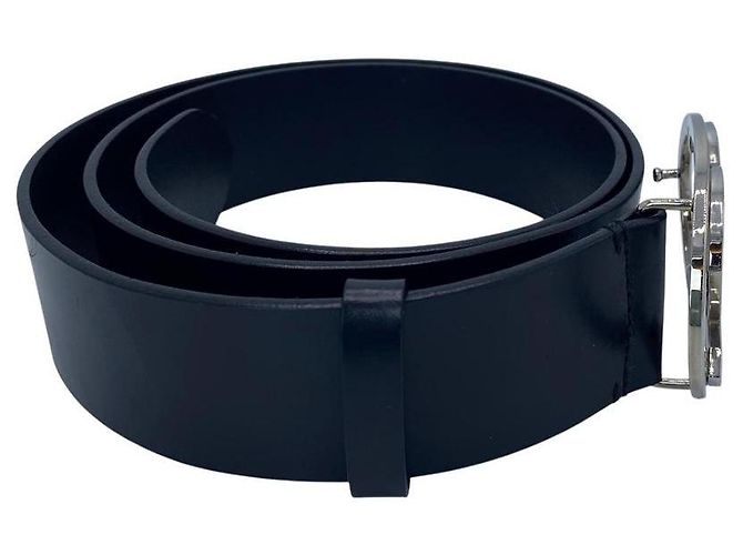 Chanel 2013 schwarze und silberne CC Leder-Gürtel, Größe 90/36 - Ansicht 5