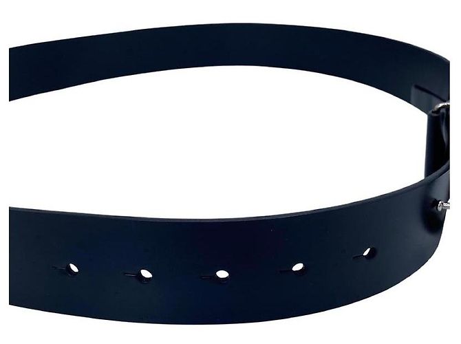 Chanel 2013 schwarze und silberne CC Leder-Gürtel, Größe 90/36 - Ansicht 6