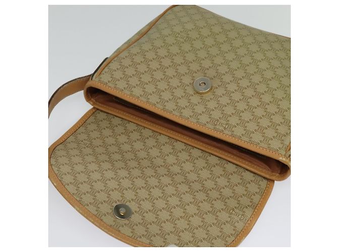 Céline Borsa a Spalla in Tela Macadam CELINE PVC Beige Oro Auth gh566 D'oro - vista 15