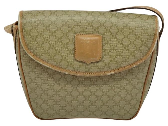 Céline Borsa a Spalla in Tela Macadam CELINE PVC Beige Oro Auth gh566 D'oro - vista 2