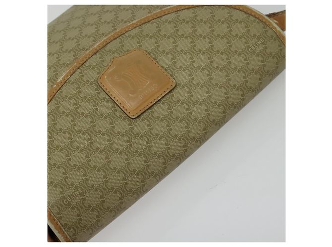 Céline Borsa a Spalla in Tela Macadam CELINE PVC Beige Oro Auth gh566 D'oro - vista 6