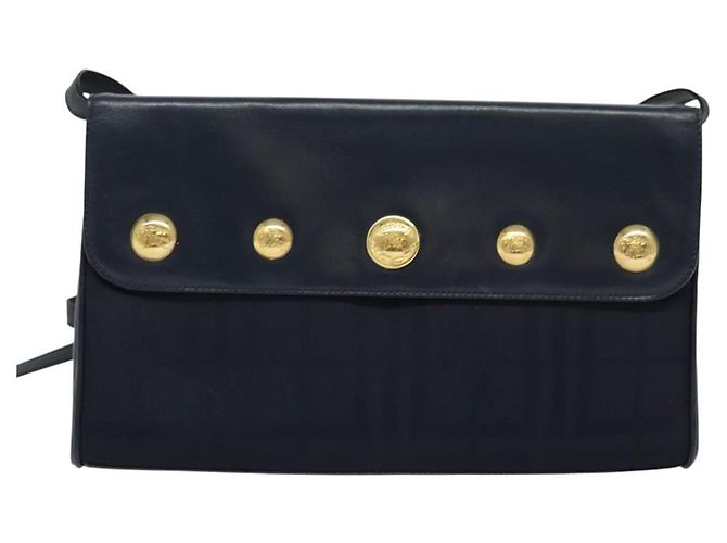 Autre Marque Borsa a Spalla Burberrys in Tela Blu Navy e Oro Auth SW1499 D'oro - vista 2