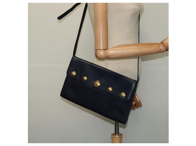 Autre Marque Borsa a Spalla Burberrys in Tela Blu Navy e Oro Auth SW1499 D'oro - vista 21