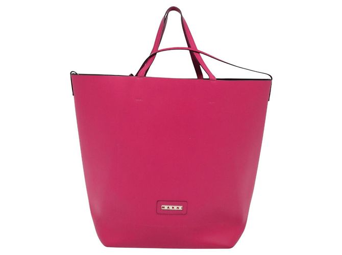 Borsa Tote in pelle rosa MARNI Auth gh503 - vista 2