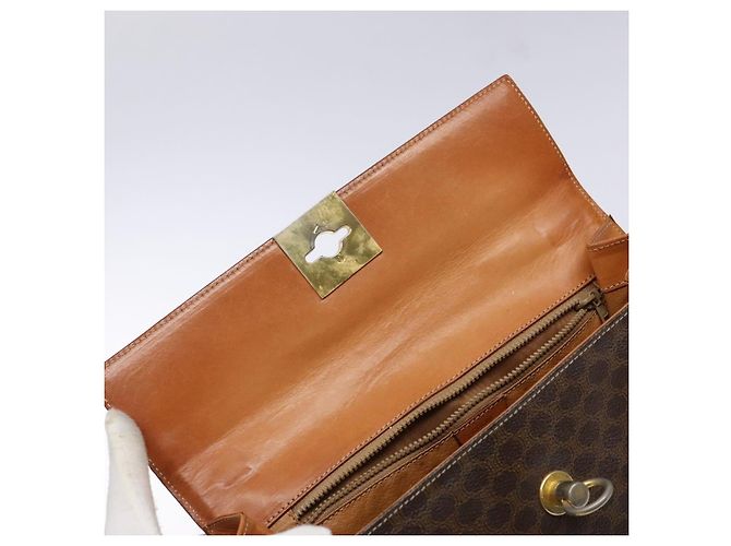 Céline Borsa a mano in tela Macadam CELINE in pelle PVC marrone e oro Auth gh737 D'oro - vista 17