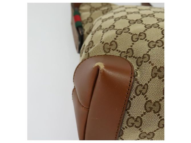 Gucci GG Canvas Web Sherry Line Schultertasche Beige Gold 337598 Auth 140780 Golden - Ansicht 10