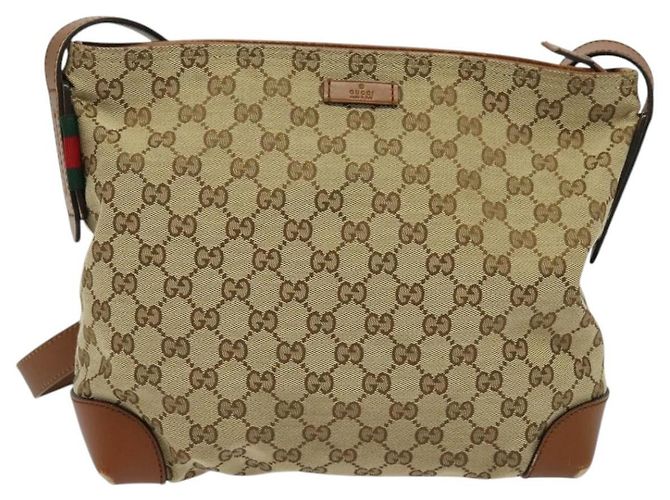 Gucci GG Canvas Web Sherry Line Schultertasche Beige Gold 337598 Auth 140780 Golden - Ansicht 2