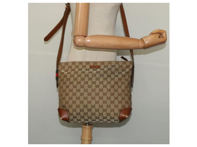 Gucci GG Canvas Web Sherry Line Schultertasche Beige Gold 337598 Auth 140780 Golden - Ansicht 21