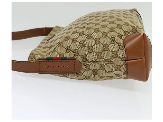 Gucci GG Canvas Web Sherry Line Schultertasche Beige Gold 337598 Auth 140780 Golden - Ansicht 4